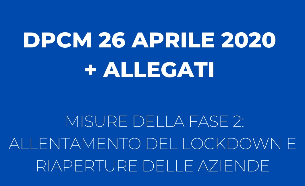 Decreto della Presidenza del Consiglio dei Ministri dell 26 aprile 2020